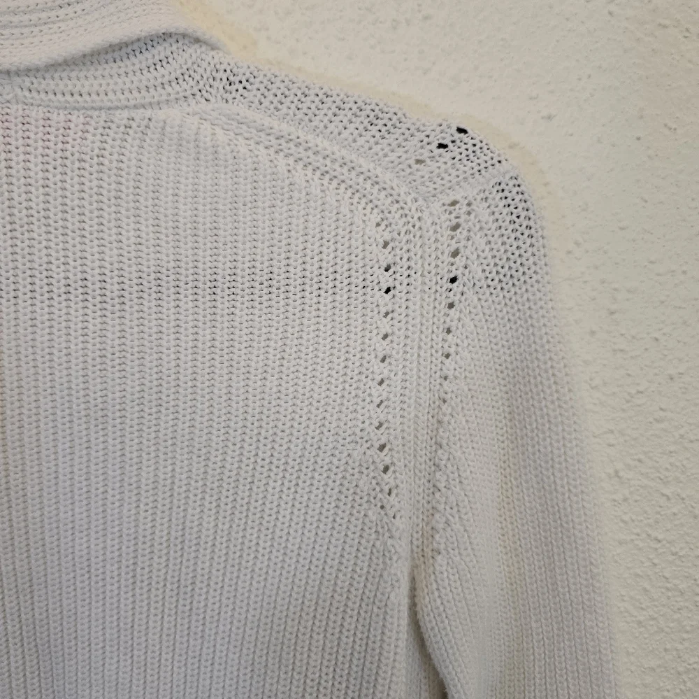 Lily Pulitzer Small 100% Cotton Fringe Hem White Sweater - Picture 7 of 11